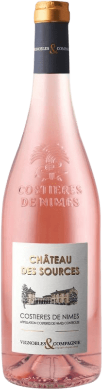 8,95 € Kostenloser Versand | Roséwein La Compagnie Rhodanienne. Château des Sources Rosé A.O.C. Costières de Nîmes Frankreich Syrah, Grenache, Cinsault Flasche 75 cl