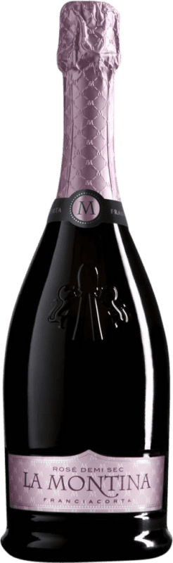 36,95 € Envío gratis | Espumoso rosado La Montina Rosé Semi-Seco Semi-Dulce D.O.C.G. Franciacorta Lombardia Italia Nebbiolo, Chardonnay Botella 75 cl