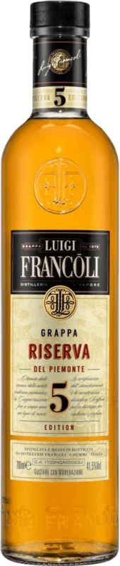 43,95 € Envío gratis | Grappa Luigi Francoli 5 Edition Reserva Italia Botella 70 cl