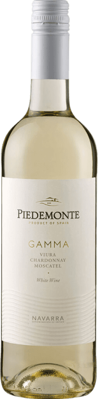 6,95 € Spedizione Gratuita | Vino bianco Piedemonte Gamma Blanco D.O. Navarra Navarra Spagna Viura, Chardonnay, Moscato Giallo Bottiglia 75 cl