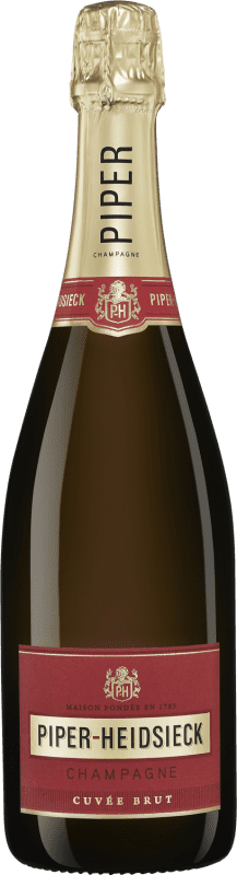 26,95 € 送料無料 | 白のスパークリングワイン Piper-Heidsieck Brut — ブリュット Cuvée A.O.C. Champagne シャンパン フランス Pinot Noir — ピノ・ノワール, Nebbiolo — ネッビオーロ, Chardonnay — シャルドネ ハーフボトル 37 cl
