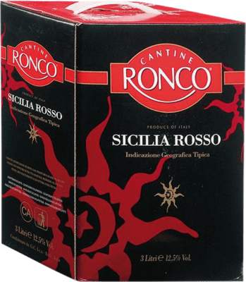 15,95 € Бесплатная доставка | Красное вино Ronco Rosso D.O.C. Sicilia Сицилия Италия Nebbiolo, Nero d'Avola, Frappato Bag in Box 3 L