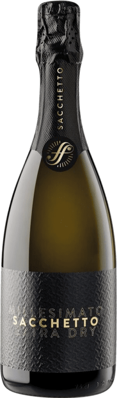 12,95 € Kostenloser Versand | Weißer Sekt Sacchetto Etichetta Nera Spumante Extra Dry Extra Trocken I.G.T. Venezia Venecia Italien Chardonnay, Glera Flasche 75 cl