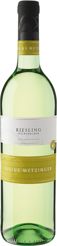 7,95 € Envio grátis | Vinho branco Julius Metzinger Semi-seco Semi-doce Q.b.A. Pfälz Pfälz Alemanha Riesling Garrafa 75 cl