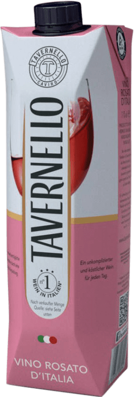 5,95 € Envío gratis | Vino rosado Tavernello Rosato Tetrabrik Italia Sangiovese, Nebbiolo Tetrabrick 1 L
