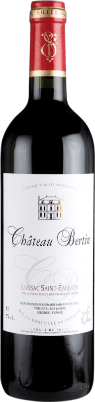 19,95 € Spedizione Gratuita | Vino rosso Familie Saby Château Bertin A.O.C. Lussac-Saint-Émilion bordò Francia Merlot Bottiglia 75 cl