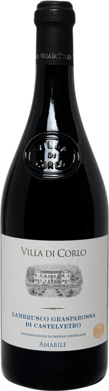 14,95 € Бесплатная доставка | Белое игристое вино Villa di Corlo Tappo R Amabile — Полусладкое Frizzante — Слабо игристое I.G.T. Emilia Romagna Эмилия-Романья Италия Lambrusco — Ламбруско Бутылка 75 cl