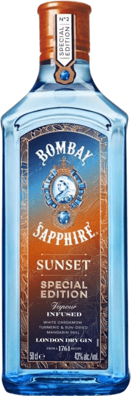 64,95 € Free Shipping | Genever Gin Bombay Sapphire Sunset Limited Edition United Kingdom Medium Bottle 50 cl Cardamom, Mandarin