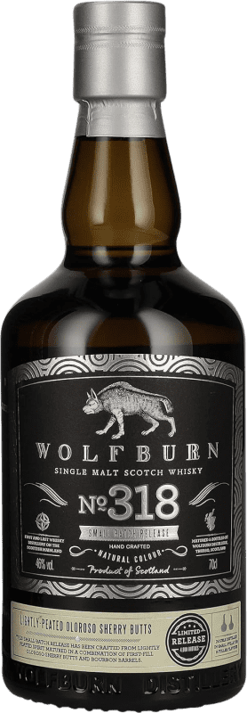 118,95 € Spedizione Gratuita | Whisky Single Malt Wolfburn Nº 318 Small Batch, Edizione Limitata Regno Unito Bottiglia 70 cl