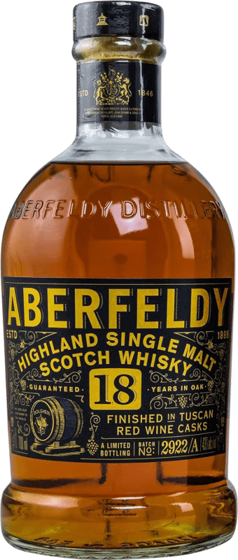 178,95 € Kostenloser Versand | Whiskey Single Malt Aberfeldy Casks Bolgheri Red Großbritannien 18 Jahre Flasche 70 cl