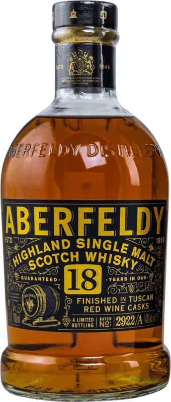 178,95 € Envio grátis | Whisky Single Malt Aberfeldy Bolgheri Red Cask Finish — Afinado em Barrica Reino Unido 18 Anos Garrafa 70 cl