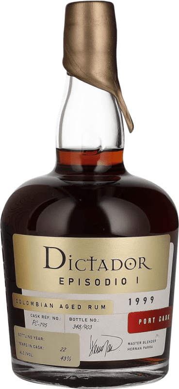 189,95 € Envío gratis | Ron Dictador Episodio I Port Cask Colombia 22 Años Botella 70 cl
