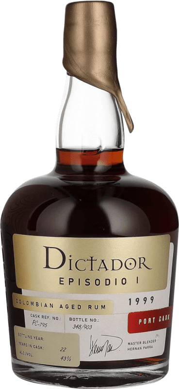 183,95 € Kostenloser Versand | Rum Dictador Episodio I Port Cask Kolumbien 22 Jahre Flasche 70 cl