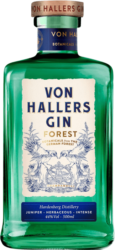 34,95 € Envio grátis | Genever Gin Von Hallers Forest Alemanha Garrafa Medium 50 cl Botanicals — Botânicos, Juniper — Zimbro, Gehaltvoll-Herb — Rico em Ervas