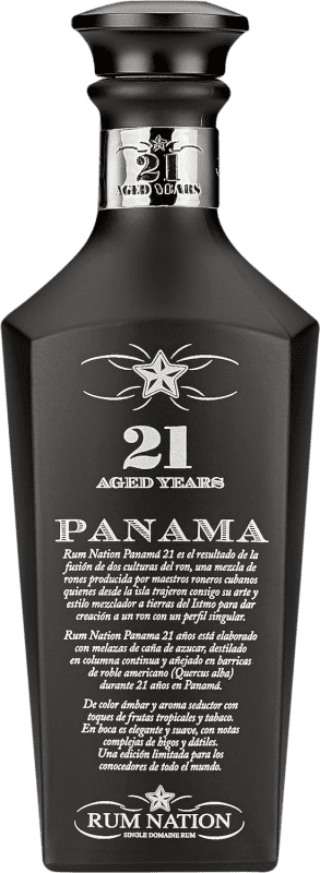 181,95 € Бесплатная доставка | Ром Rum Nation Panama Black — Чёрная версия, Ограниченный выпуск воссоединение 21 Лет 70 cl