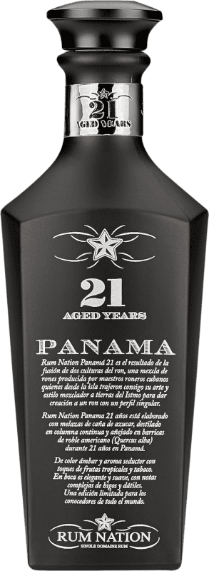 175,95 € Envio grátis | Rum Rum Nation Panama Black Edition Reunião 21 Anos Garrafa 70 cl