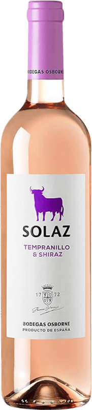 5,95 € Kostenloser Versand | Roséwein Osborne Solaz Tempranillo & Shiraz Rosado Kastilien-La Mancha Spanien Merlot, Syrah, Petit Verdot Flasche 75 cl