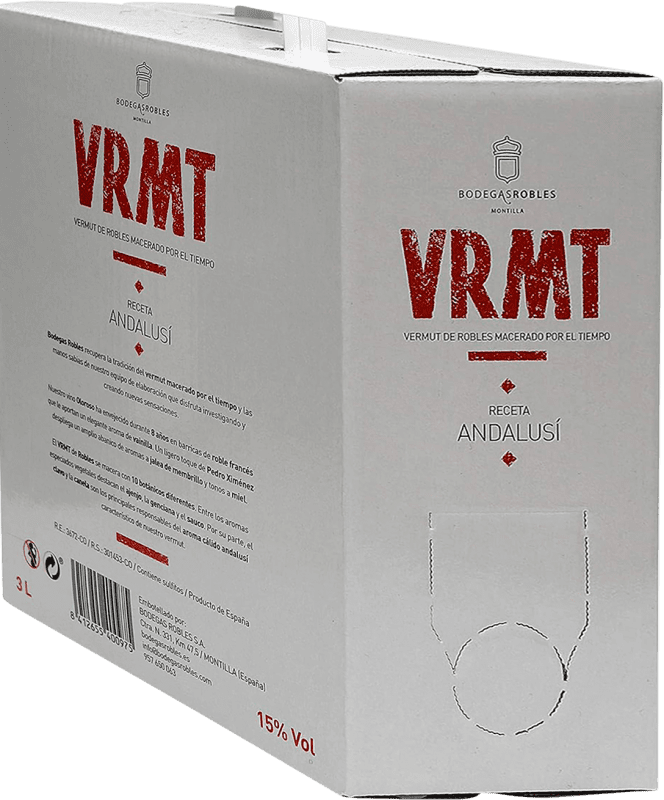 56,95 € Envoi gratuit | Vermouth Robles Macerado Ecológico Chêne Andalousie Espagne Pedro Ximénez Bag in Box 3 L