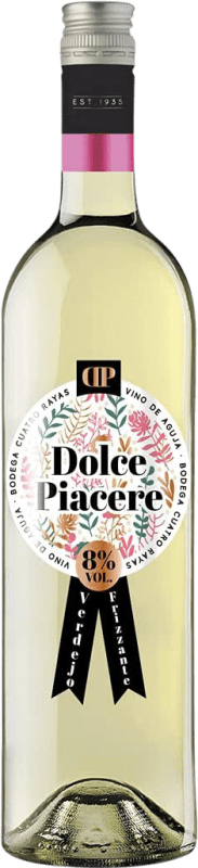 6,95 € Envío gratis | Espumoso blanco Cuatro Rayas Dolce Piacere Frizzante Blanco Castilla y León España Verdejo Botella 75 cl