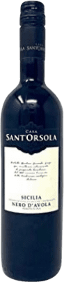 8,95 € Envío gratis | Vino tinto Sant'Orsola D.O.C. Sicilia Sicilia Italia Pinot Negro, Nero d'Avola, Calabrese Botella 75 cl