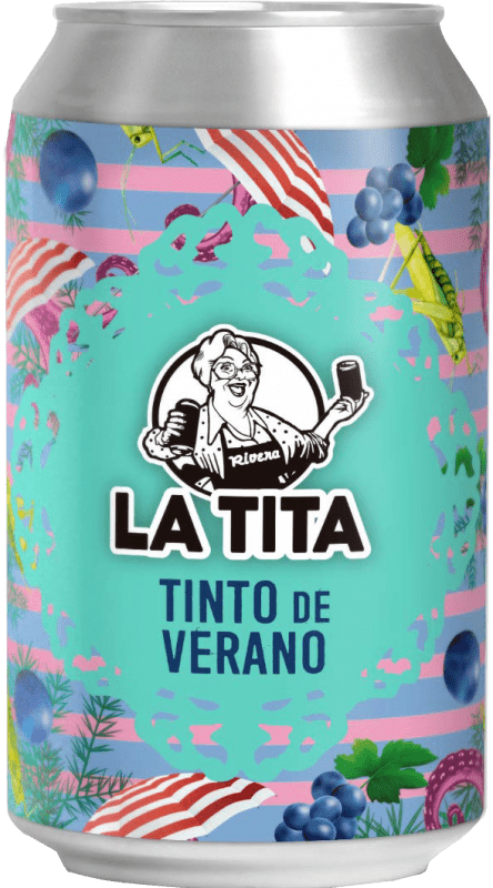 28,95 € Envio grátis | Caixa de 24 unidades Sangria Limonada de Vinho La Tita Rivera Tinto de Verano — Vinho Tinto de Verão Espanha Lata 33 cl
