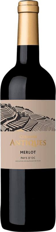 6,95 € Envío gratis | Vino tinto Collines Antiques I.G.P. Vin de Pays d'Oc Francia Merlot Botella 75 cl