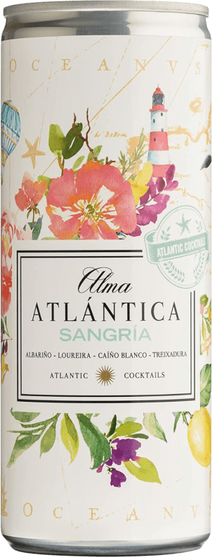 31,95 € 免费送货 | 盒装12个 桑格利亚和葡萄酒柠檬水 Alma Atlántica Blanco — 白色的 加利西亚 西班牙 Tempranillo — 丹魄, Loureiro — 卢雷罗, Albariño — 阿尔巴利诺, Caíño — 卡伊尼奥 小瓶装 25 cl