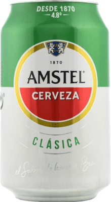 21,95 € 免费送货 | 盒装24个 啤酒 Amstel Lager, 经典 荷兰 罐 33 cl
