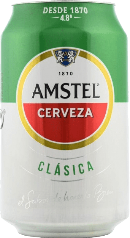 21,95 € Envoi gratuit | Boîte de 24 unités Bière Amstel Clásica Lager Pays-Bas Canette 33 cl