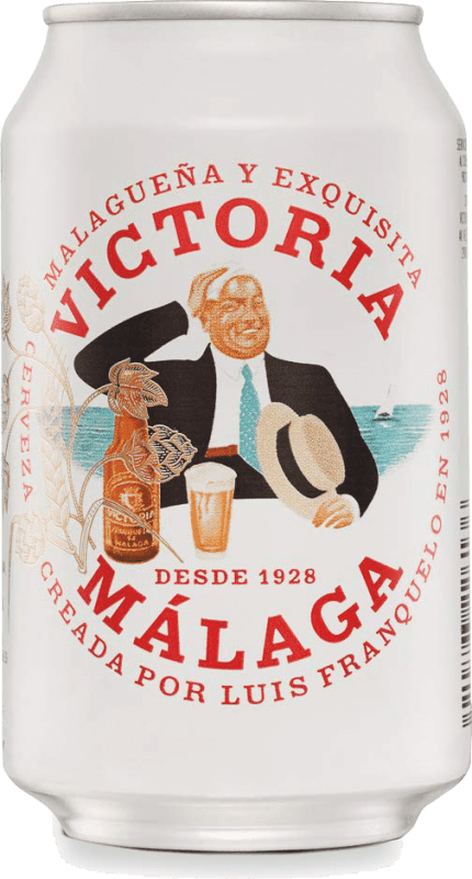 32,95 € Envio grátis | Caixa de 24 unidades Cerveja Victoria 1928 Espanha Lata 33 cl