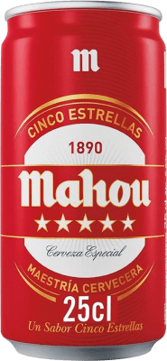 29,95 € 送料無料 | 24個入りボックス ビール Mahou 5 Estrellas Lager, 特別, Dorada — ゴールデン スペイン 缶 25 cl