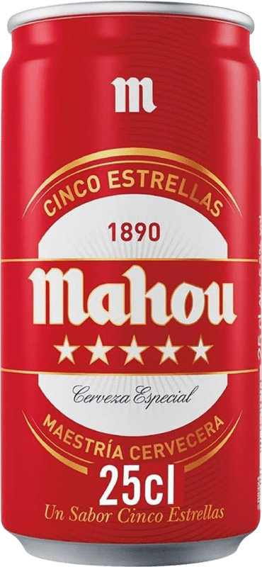 32,95 € Free Shipping | 24 units box Beer Mahou 5 Estrellas Lager Especial Dorada Spain Can 25 cl