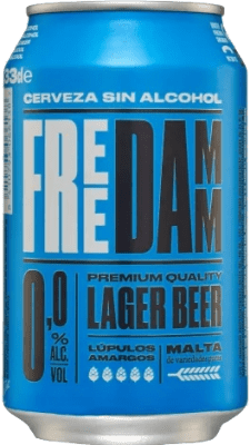 29,95 € Envío gratis | Caja de 24 unidades Cerveza Free Damm España Lata 33 cl