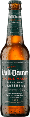 48,95 € 免费送货 | 盒装24个 啤酒 Voll Damm Märzenbier 原创, Doble Malta — 双麦芽 德国 三分之一升瓶 33 cl