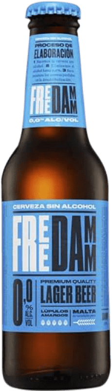27,95 € Envio grátis | Caixa de 24 unidades Cerveja Estrella Damm Lager Espanha Garrafinha 25 cl 0.0 Zero Zero Sem Álcool