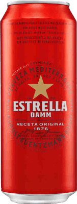 61,95 € Kostenloser Versand | 24 Einheiten Box Bier Estrella Damm Lager Mediterránea Spanien Mittlere Blechdose 50 cl
