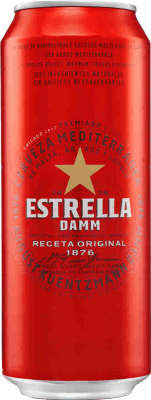 59,95 € 免费送货 | 盒装24个 啤酒 Estrella Damm Lager Mediterránea 西班牙 铝罐 50 cl