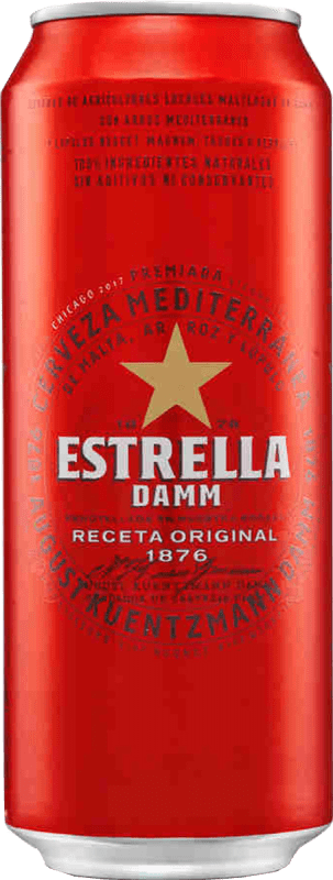 59,95 € 送料無料 | 24個入りボックス ビール Estrella Damm Lager Mediterránea スペイン アルミ缶 50 cl