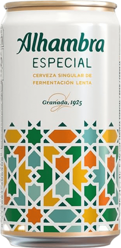 15,95 € Spedizione Gratuita | Scatola da 24 unità Birra Alhambra Speciale, Artesanal — Artigianale Spagna Lattina 25 cl