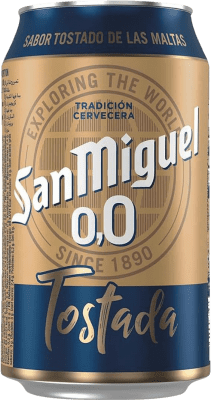 32,95 € Spedizione Gratuita | Scatola da 24 unità Birra San Miguel Tostada Lager 0,0 Spagna Lattina 33 cl Senza Alcol