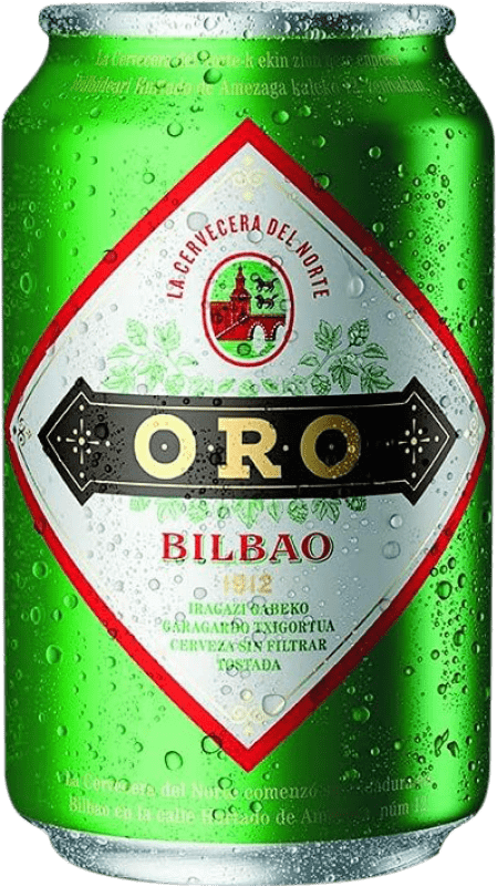 31,95 € 免费送货 | 盒装24个 啤酒 Cervecera del Norte. Oro Tostada sin Filtrar 西班牙 铝罐 33 cl