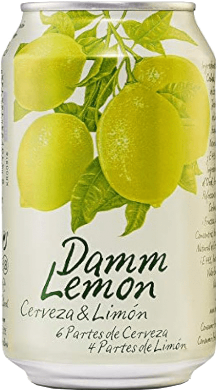 31,95 € 送料無料 | 24個入りボックス ビール Estrella Damm Mediterranean — 地中海風, Blanche — ホワイトビール スペイン 缶 25 cl Lemon — レモン