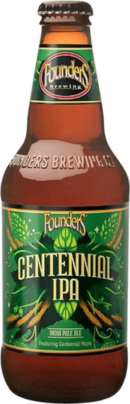 95,95 € 免费送货 | 盒装24个 啤酒 Mahou Founders Centennial IPA Dorada 西班牙 三分之一升瓶 33 cl