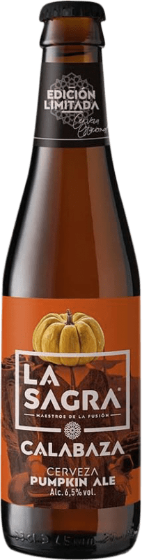 34,95 € Envio grátis | Caixa de 12 unidades Cerveja La Sagra Ale Espanha Garrafinha Terço 33 cl Pumpkin — Abóbora, Canela
