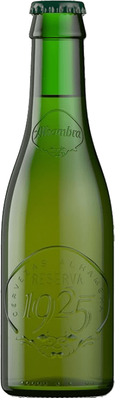 47,95 € Бесплатная доставка | Коробка из 24 единиц Пиво Alhambra 1925 Dorada Lager, Ограниченный выпуск Резерва Испания Мини-бутылка 20 cl