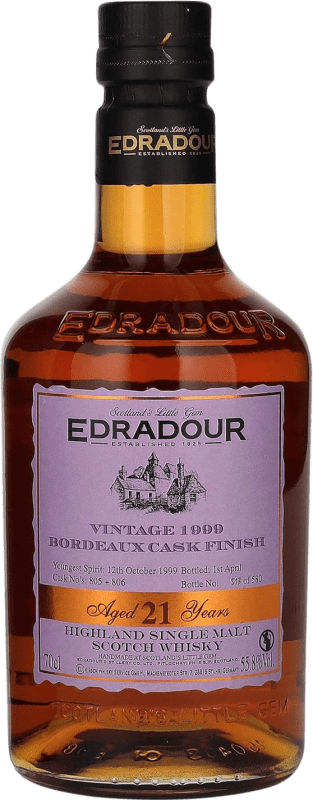 385,95 € Kostenloser Versand | Whiskey Single Malt Edradour Bordeaux Cask Finish Vintage Hochland Großbritannien 21 Jahre Flasche 70 cl