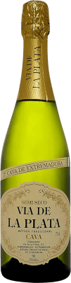 9,95 € Kostenloser Versand | Weißer Sekt Vía de la Plata Coupage Halbtrocken Halbsüß D.O. Cava Extremadura Spanien Macabeo, Parellada Flasche 75 cl