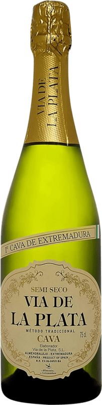 9,95 € Envio grátis | Espumante branco Vía de la Plata Coupage Semi-seco Semi-doce D.O. Cava Extremadura Espanha Macabeo, Parellada Garrafa 75 cl