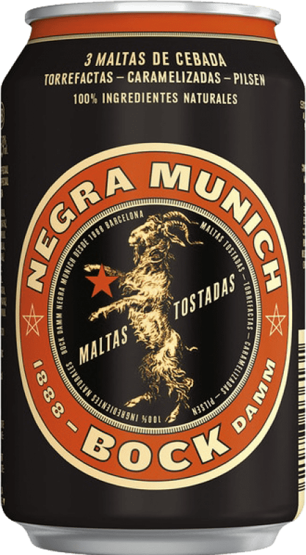 49,95 € 免费送货 | 盒装24个 啤酒 Estrella Damm Munich Bock 原创, Tostada — 琥珀色啤酒 德国 罐 33 cl Malta — 马耳他