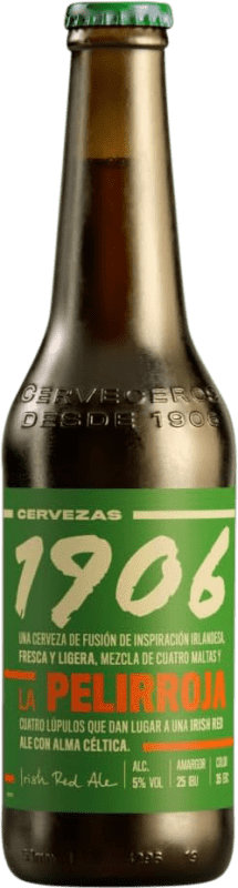 59,95 € Envio grátis | Caixa de 24 unidades Cerveja Estrella Galicia 1906 Extra, Premium, Red Ale — Vermelha Espanha Garrafinha Terço 33 cl